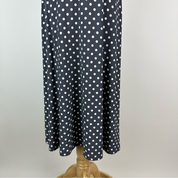 Lauren Ralph Lauren Gray White Polka Dot Jersey Dress Size 10 - Picture 3 of 10